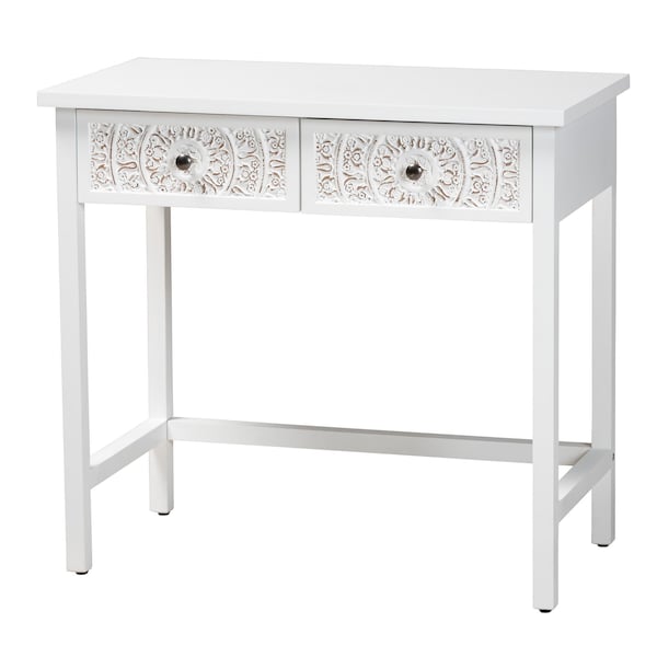 Baxton Studio Yelena Classic and Traditional White Finished Wood 2-Drawer Console Table 236-13336-ZORO - main